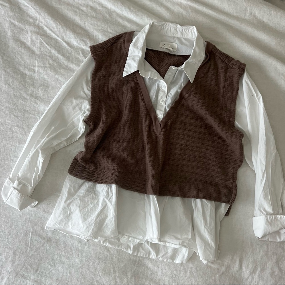 Anthropologie Twofer V-Neck Sweater Vest